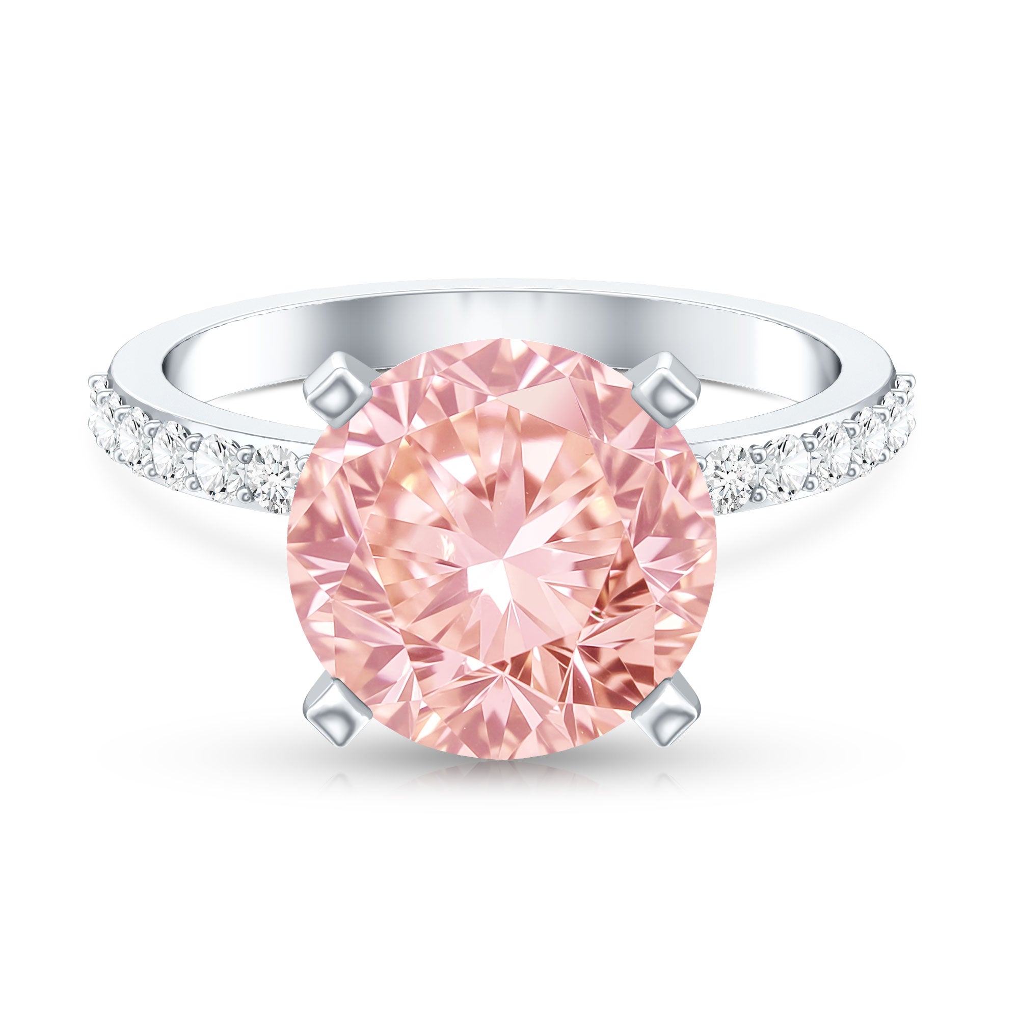 Rosec Jewels-5 Carat IGI Certified Lab Created Pink Diamond Statement Ring with Side Stones