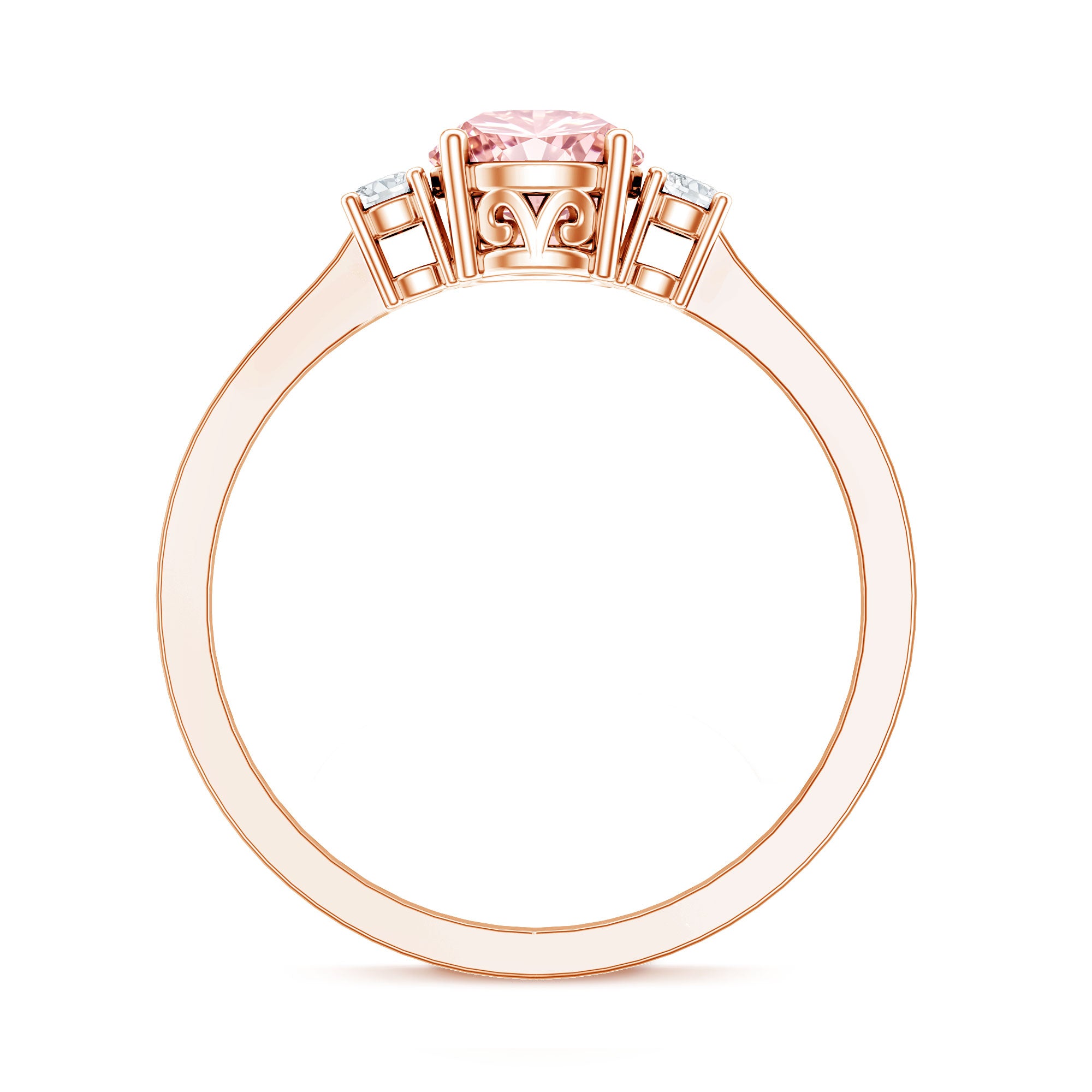 Rosec Jewels-1 Carat IGI Certified Lab Grown Pink and White Diamond Three Stone Ring for Her