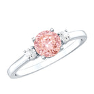 Rosec Jewels-1 Carat IGI Certified Lab Grown Pink and White Diamond Three Stone Ring for Her