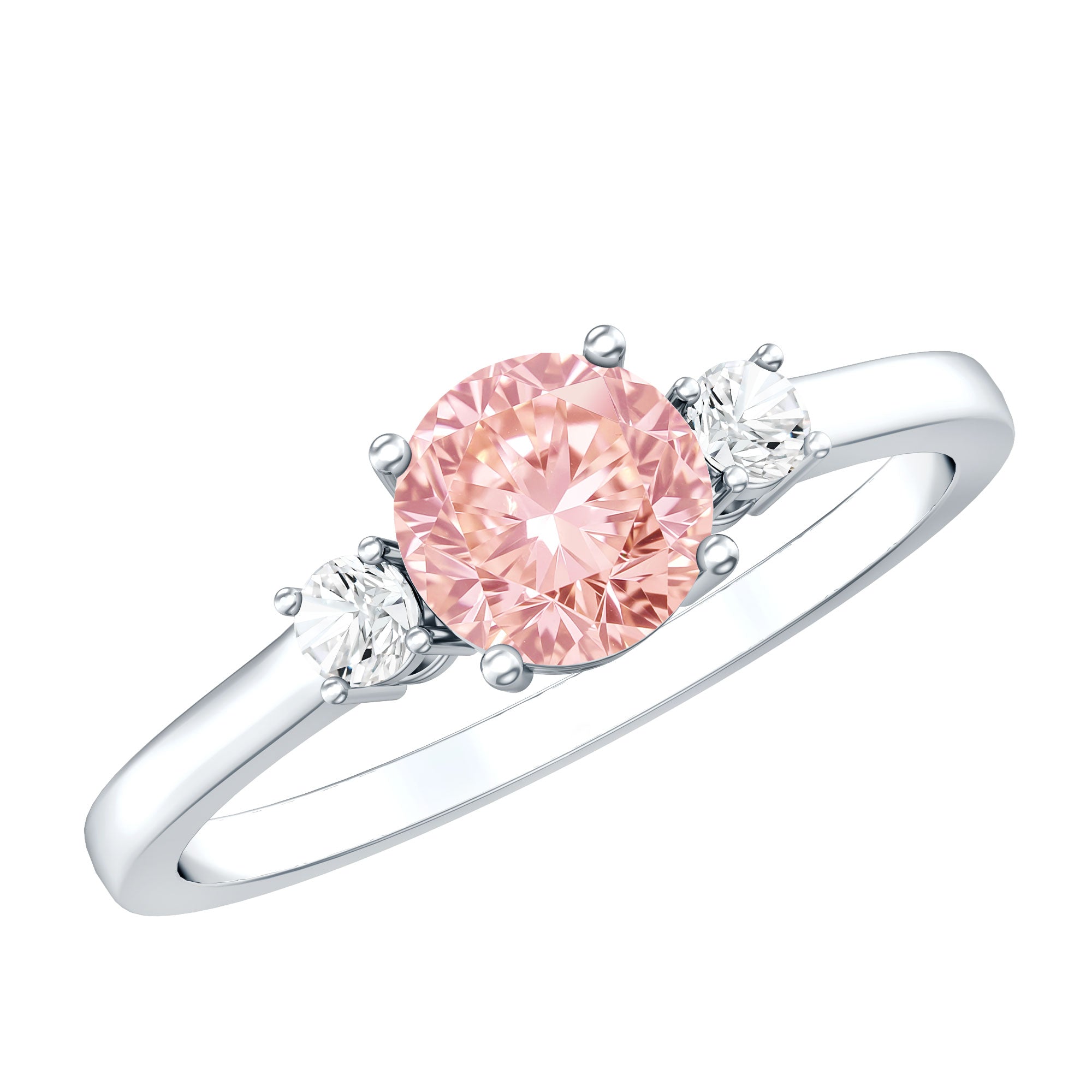 Rosec Jewels-1 Carat IGI Certified Lab Grown Pink and White Diamond Three Stone Ring for Her