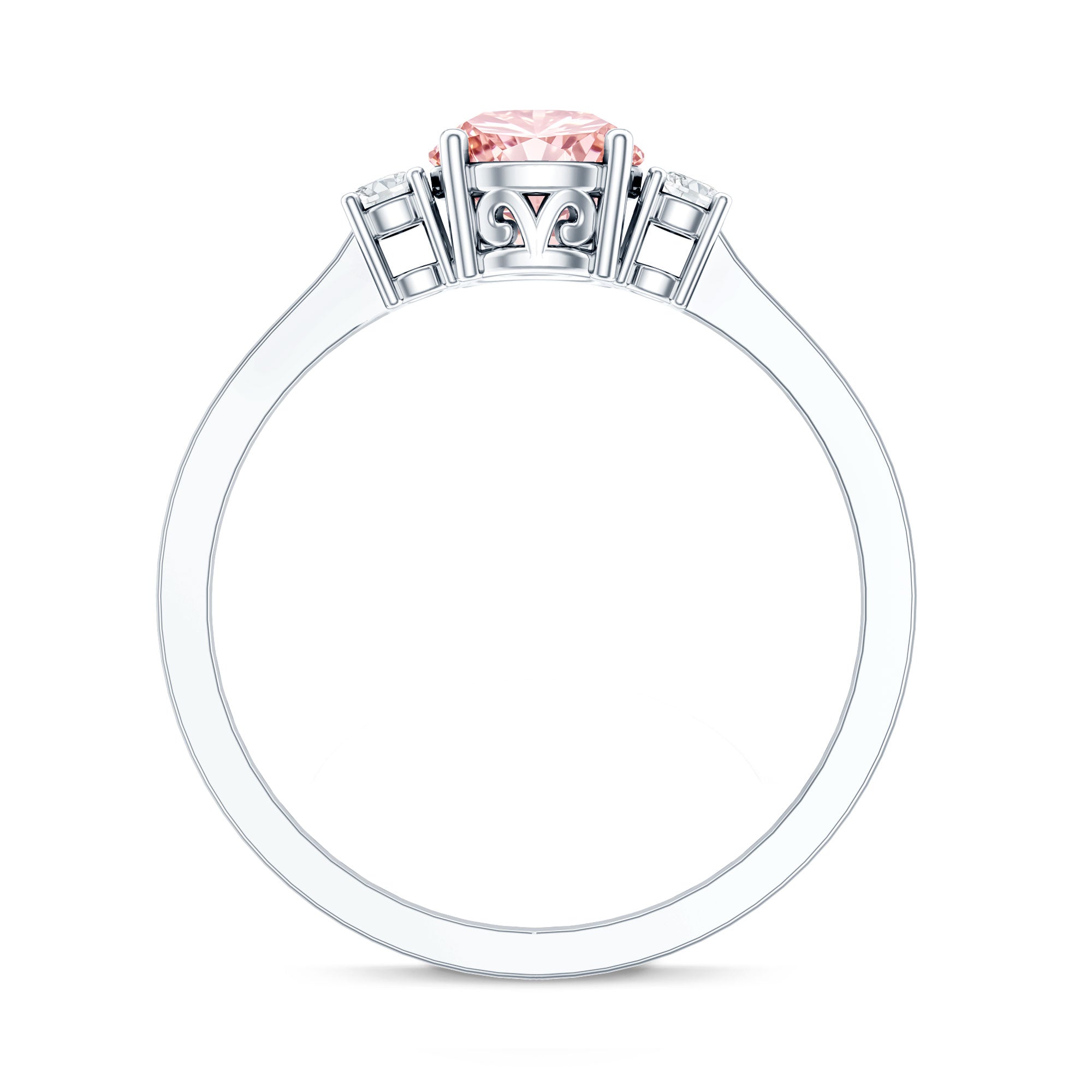 Rosec Jewels-1 Carat IGI Certified Lab Grown Pink and White Diamond Three Stone Ring for Her