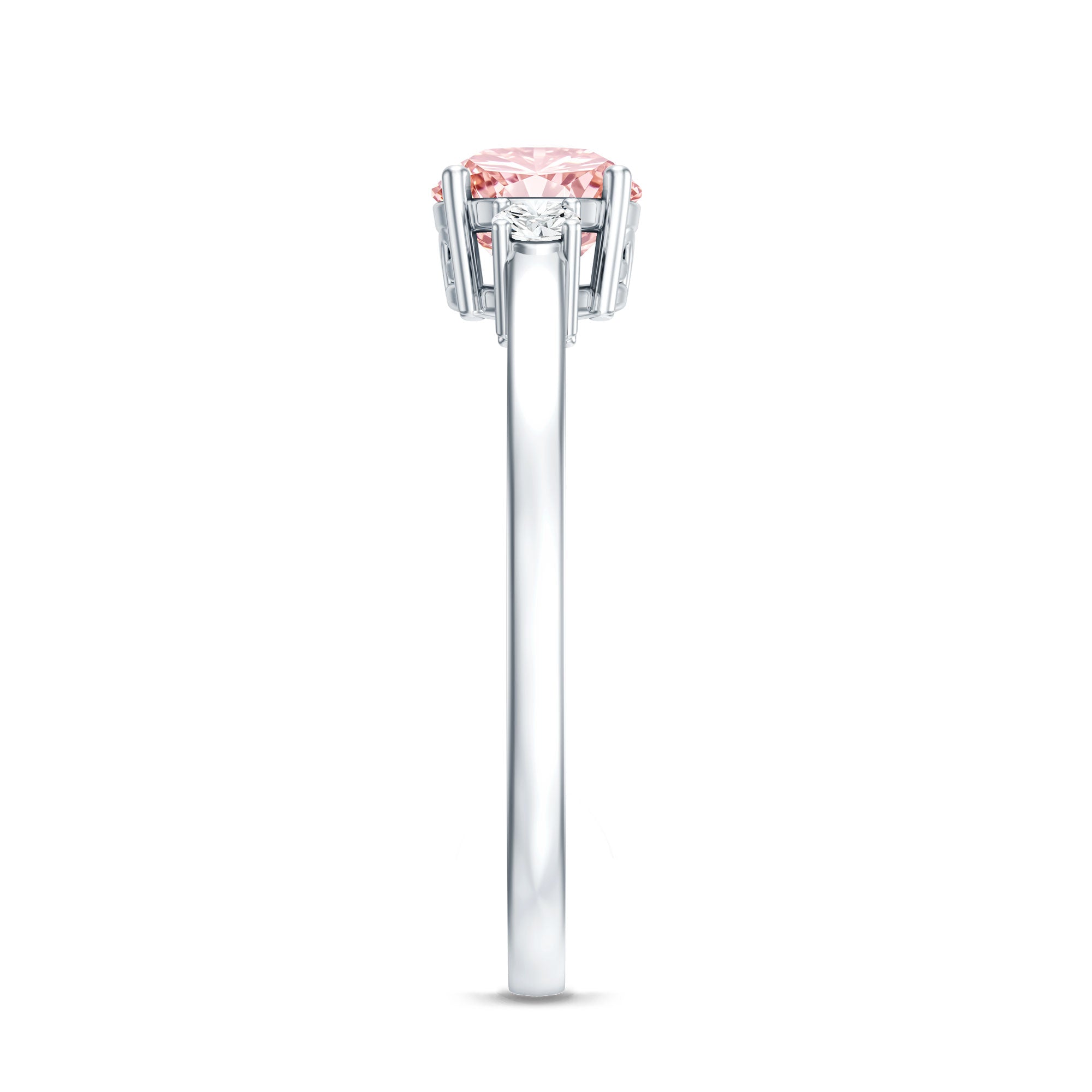 Rosec Jewels-1 Carat IGI Certified Lab Grown Pink and White Diamond Three Stone Ring for Her