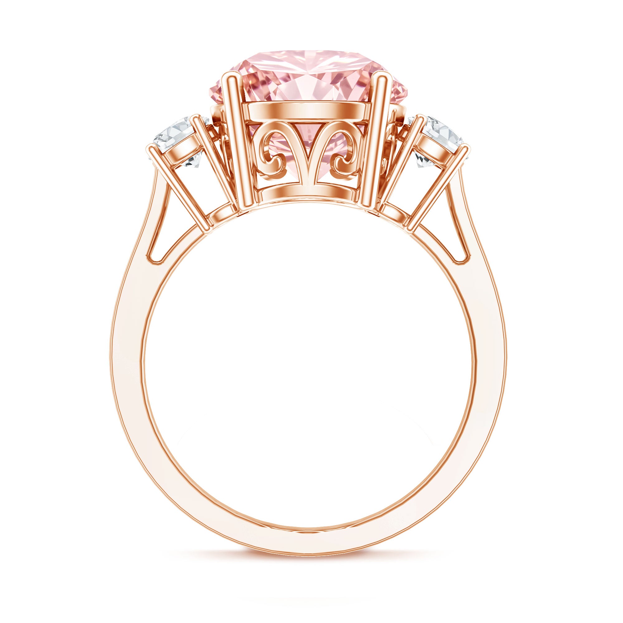Rosec Jewels-IGI Certified Lab Created Pink and White Diamond Three Stone Engagement Ring 5 Carat