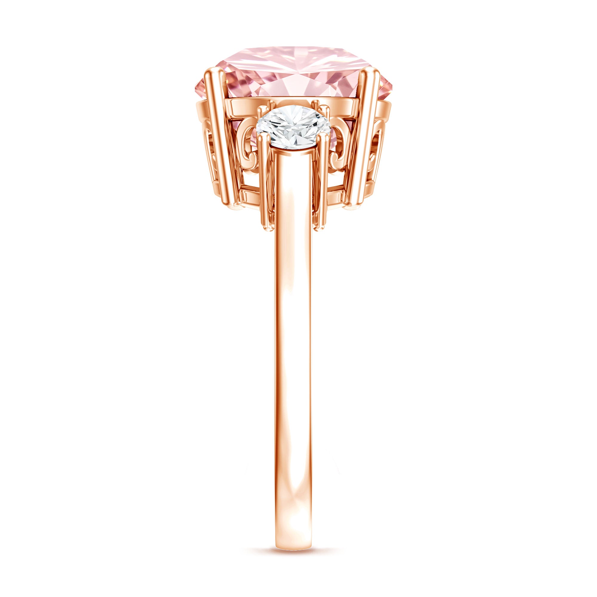 Rosec Jewels-IGI Certified Lab Created Pink and White Diamond Three Stone Engagement Ring 5 Carat