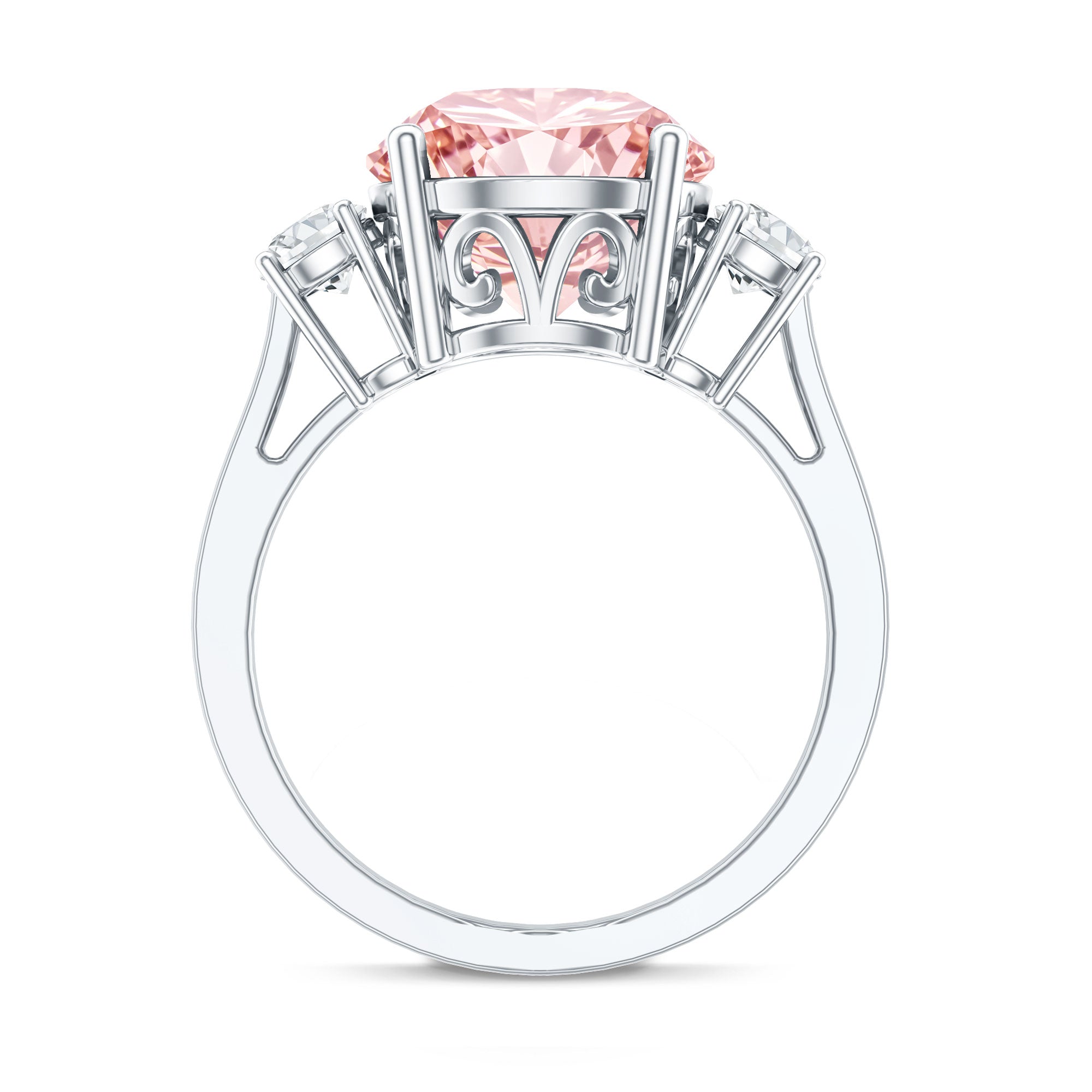 Rosec Jewels-IGI Certified Lab Created Pink and White Diamond Three Stone Engagement Ring 5 Carat