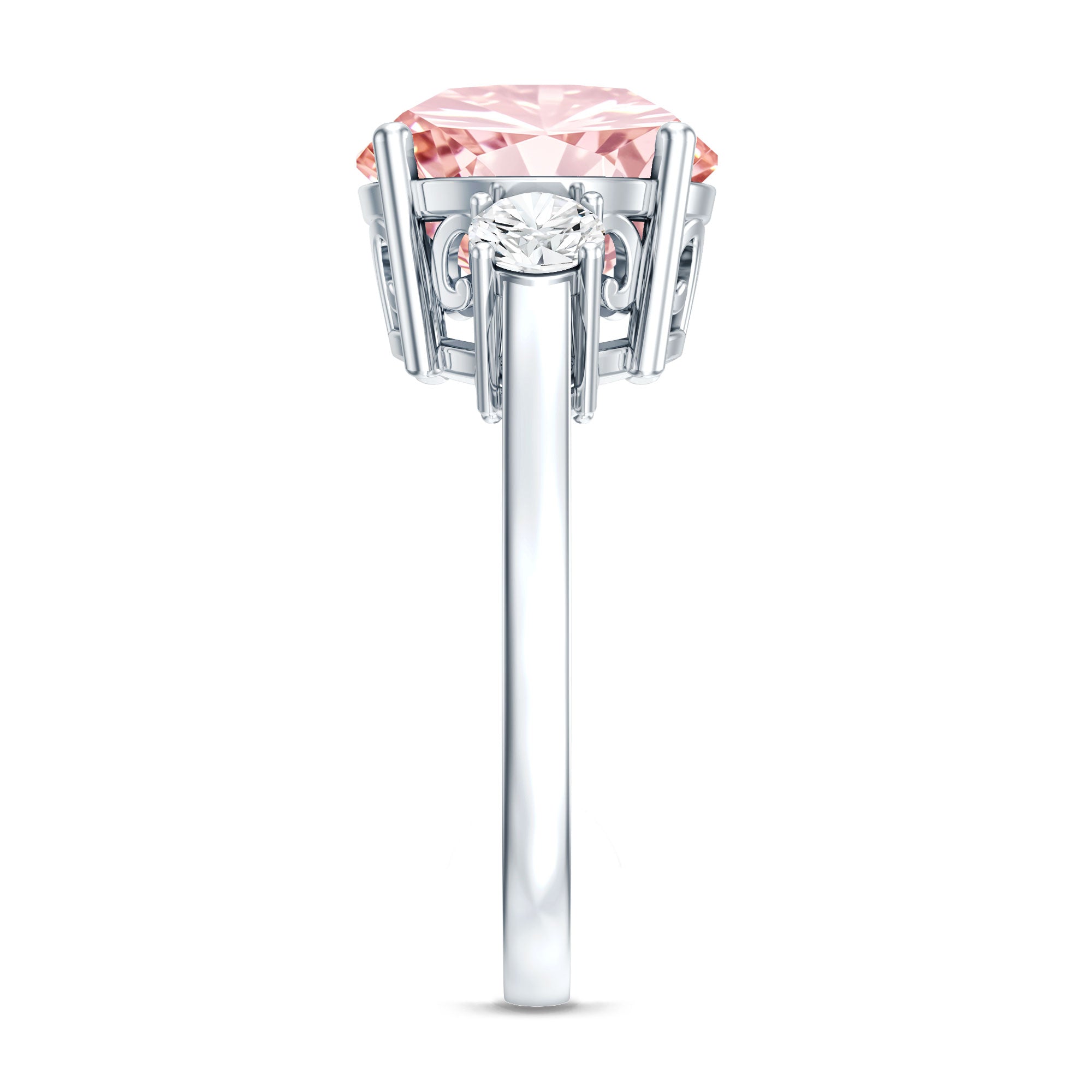 Rosec Jewels-IGI Certified Lab Created Pink and White Diamond Three Stone Engagement Ring 5 Carat
