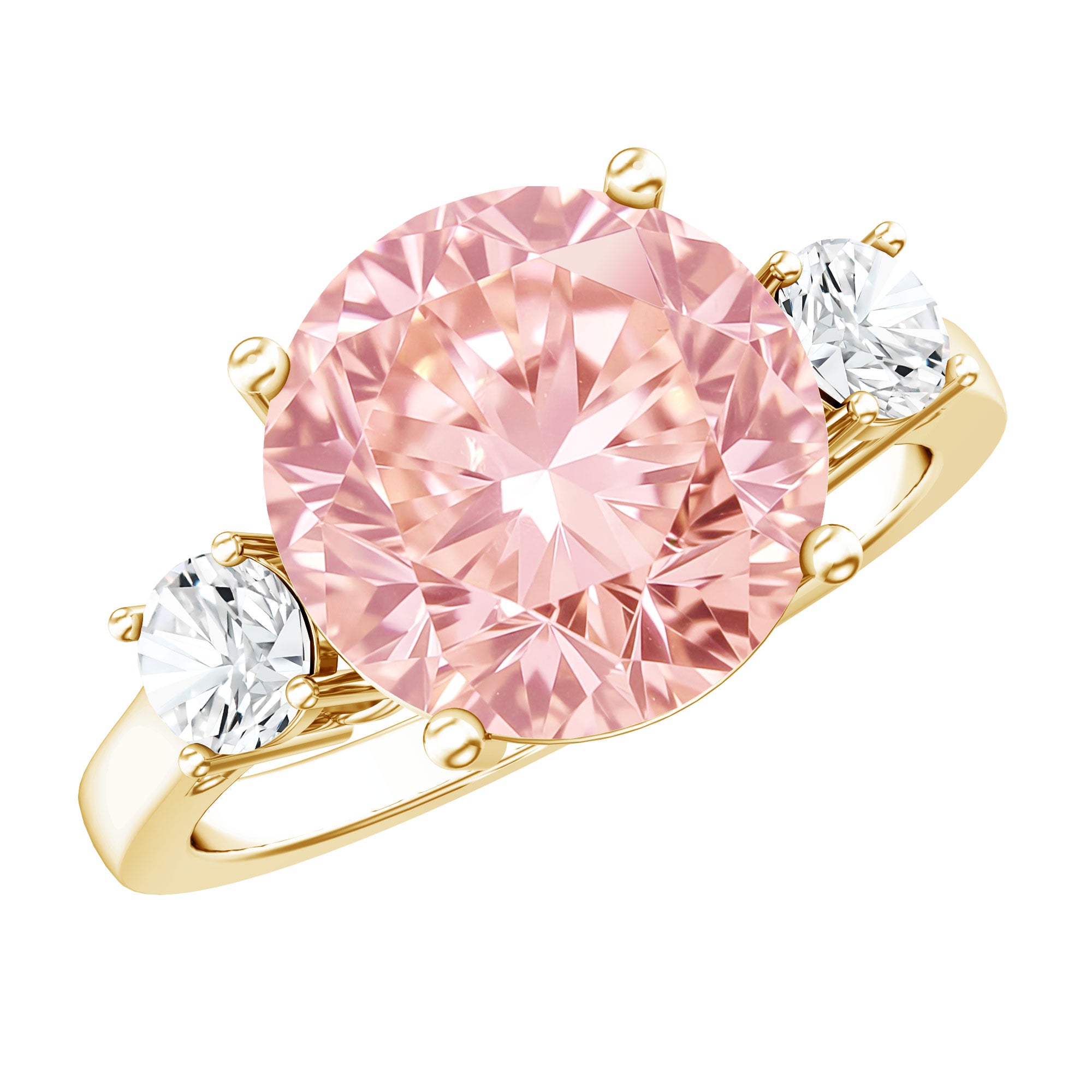Rosec Jewels-IGI Certified Lab Created Pink and White Diamond Three Stone Engagement Ring 5 Carat