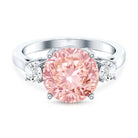Rosec Jewels-IGI Certified 4 Carat Round Lab Created Pink and White Diamond Trilogy Engagement Ring