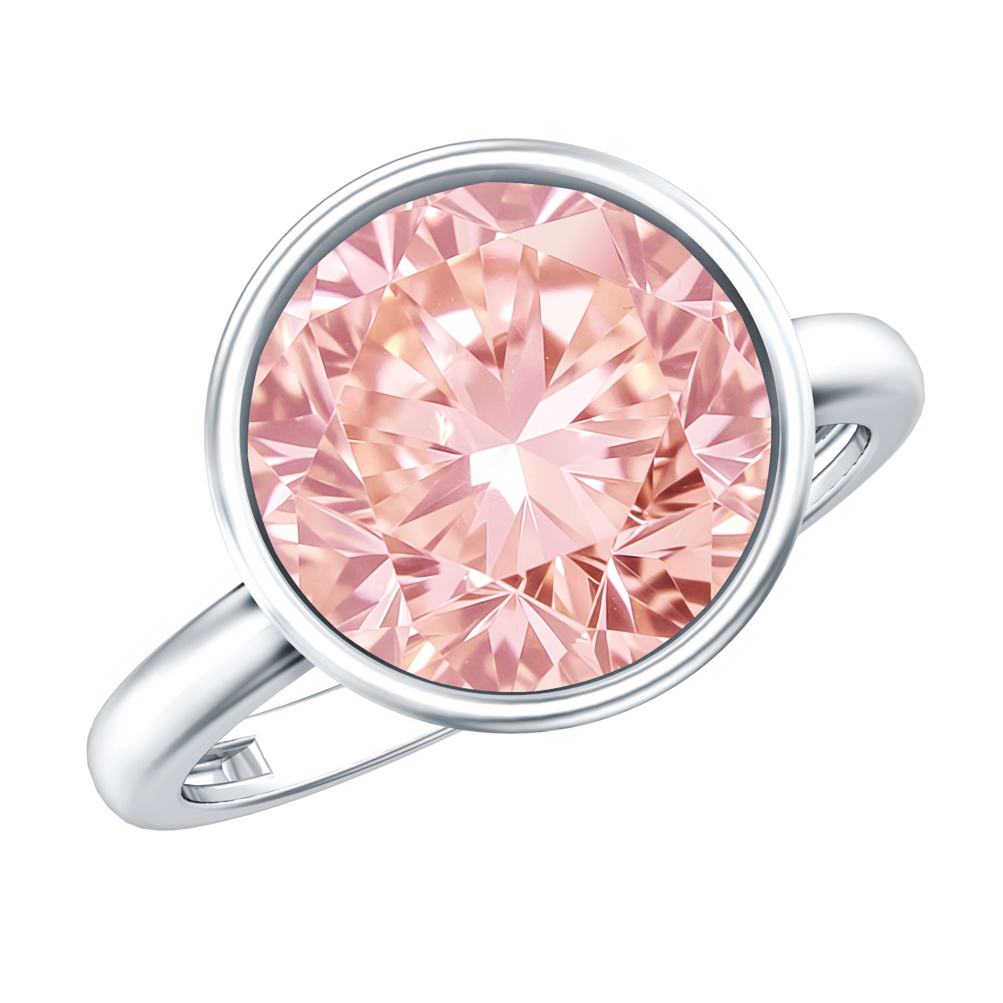Rosec Jewels-Large 5 Carat Lab Grown Pink Diamond Bezel Engagement Ring with IGI Certificate