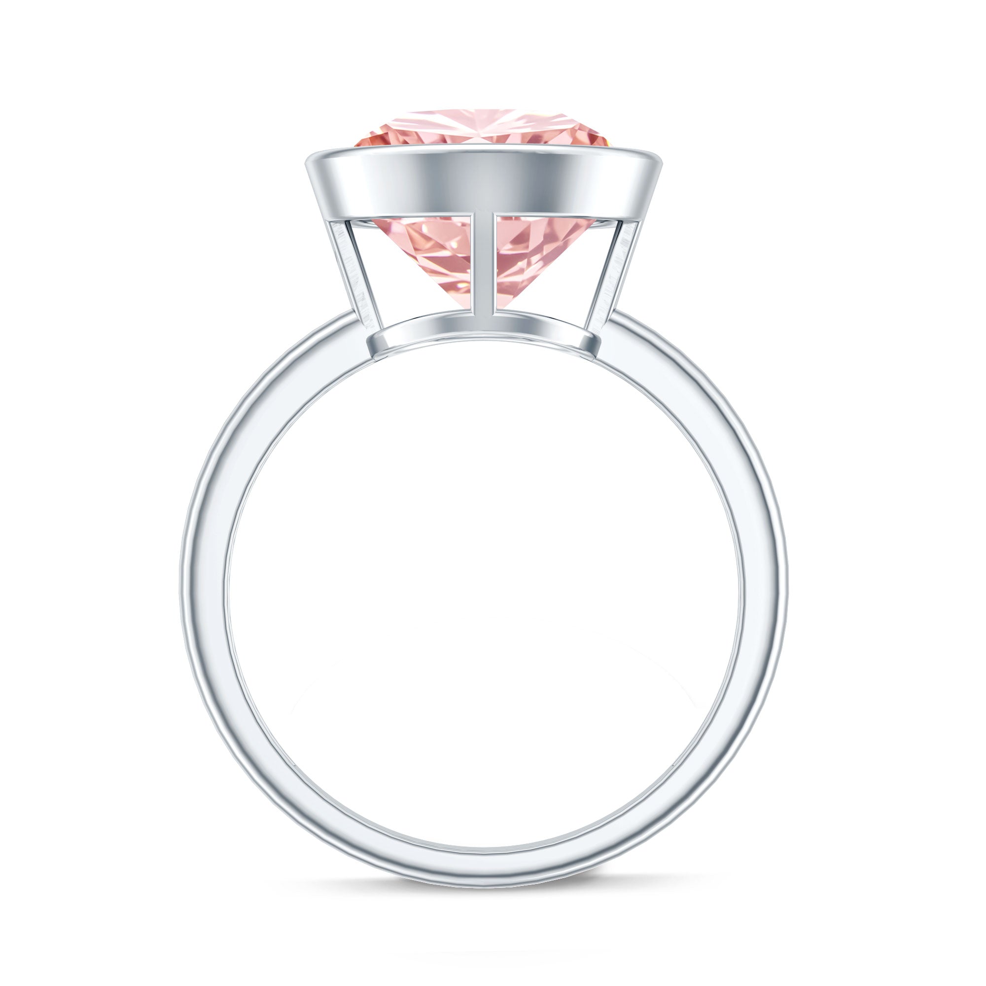 Rosec Jewels-Large 5 Carat Lab Grown Pink Diamond Bezel Engagement Ring with IGI Certificate