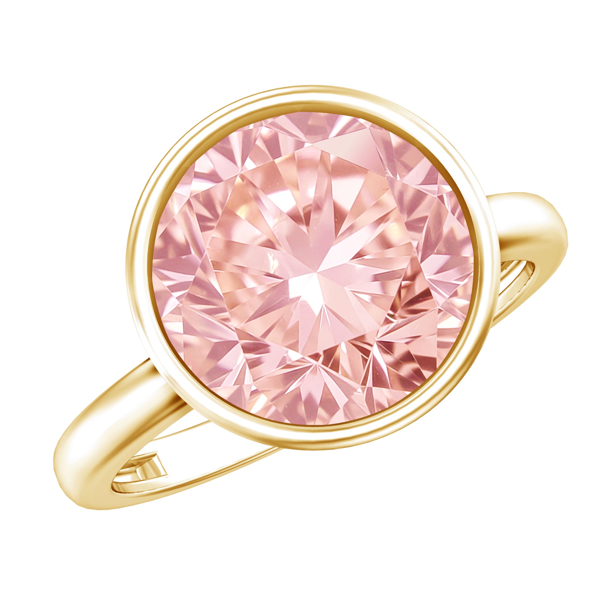 Rosec Jewels-Large 5 Carat Lab Grown Pink Diamond Bezel Engagement Ring with IGI Certificate