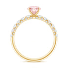 Rosec Jewels-IGI Certified 1 Carat Lab Grown Pink and White Diamond Engagement Ring with Side Stones