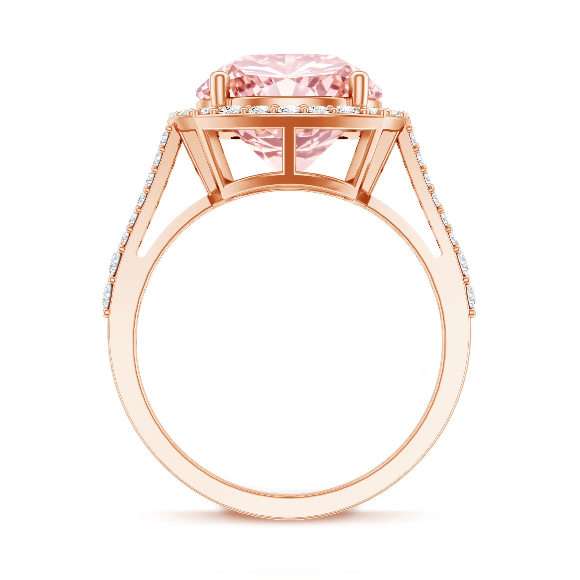 Rosec Jewels-IGI Certified Lab 4 Carat Pink and White Diamond Statement Engagement Ring in Split Shank