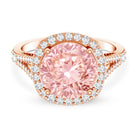 Rosec Jewels-IGI Certified Lab 4 Carat Pink and White Diamond Statement Engagement Ring in Split Shank