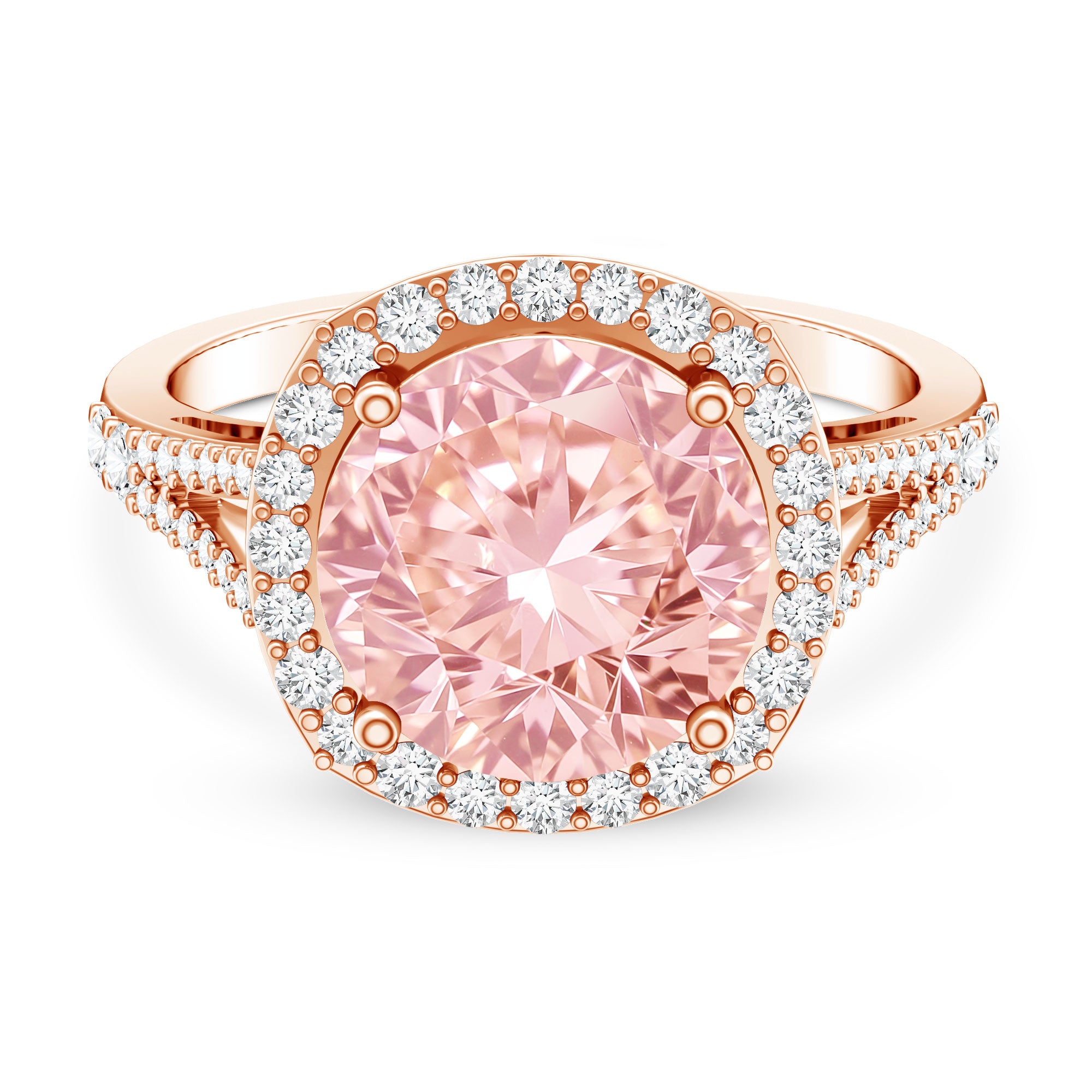 Rosec Jewels-IGI Certified Lab 4 Carat Pink and White Diamond Statement Engagement Ring in Split Shank