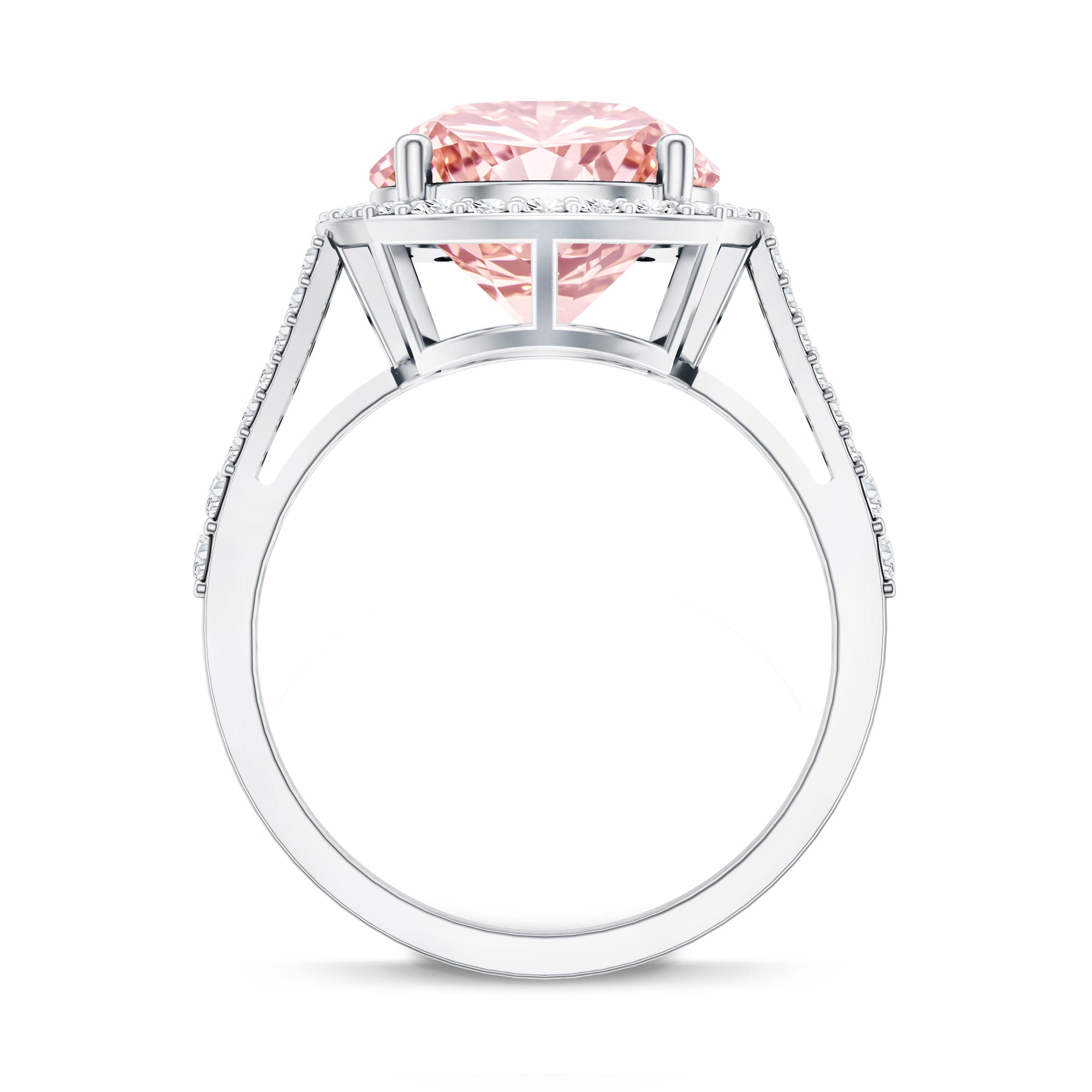 Rosec Jewels-IGI Certified Lab 4 Carat Pink and White Diamond Statement Engagement Ring in Split Shank