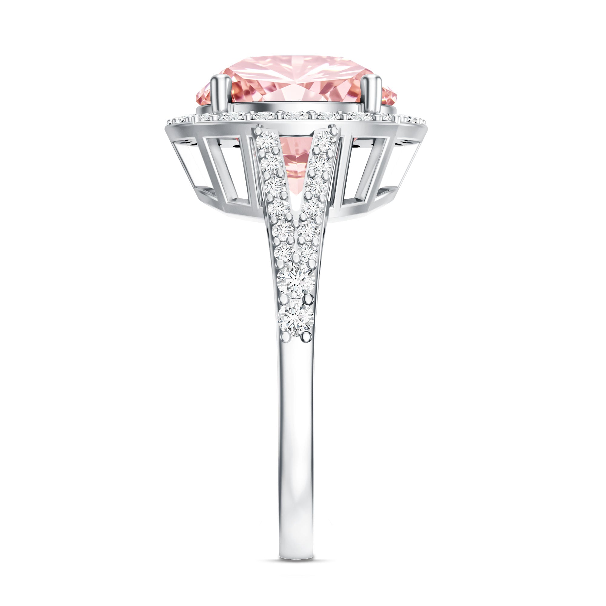 Rosec Jewels-IGI Certified Lab 4 Carat Pink and White Diamond Statement Engagement Ring in Split Shank