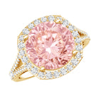 Rosec Jewels-IGI Certified Lab 4 Carat Pink and White Diamond Statement Engagement Ring in Split Shank