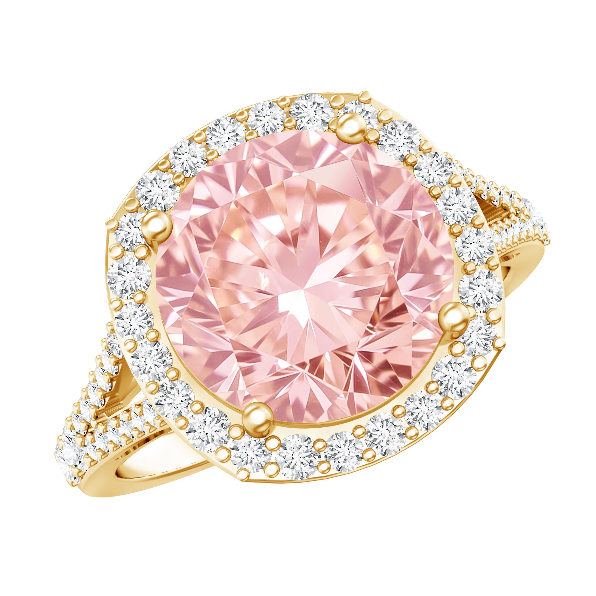 Rosec Jewels-IGI Certified Lab 4 Carat Pink and White Diamond Statement Engagement Ring in Split Shank