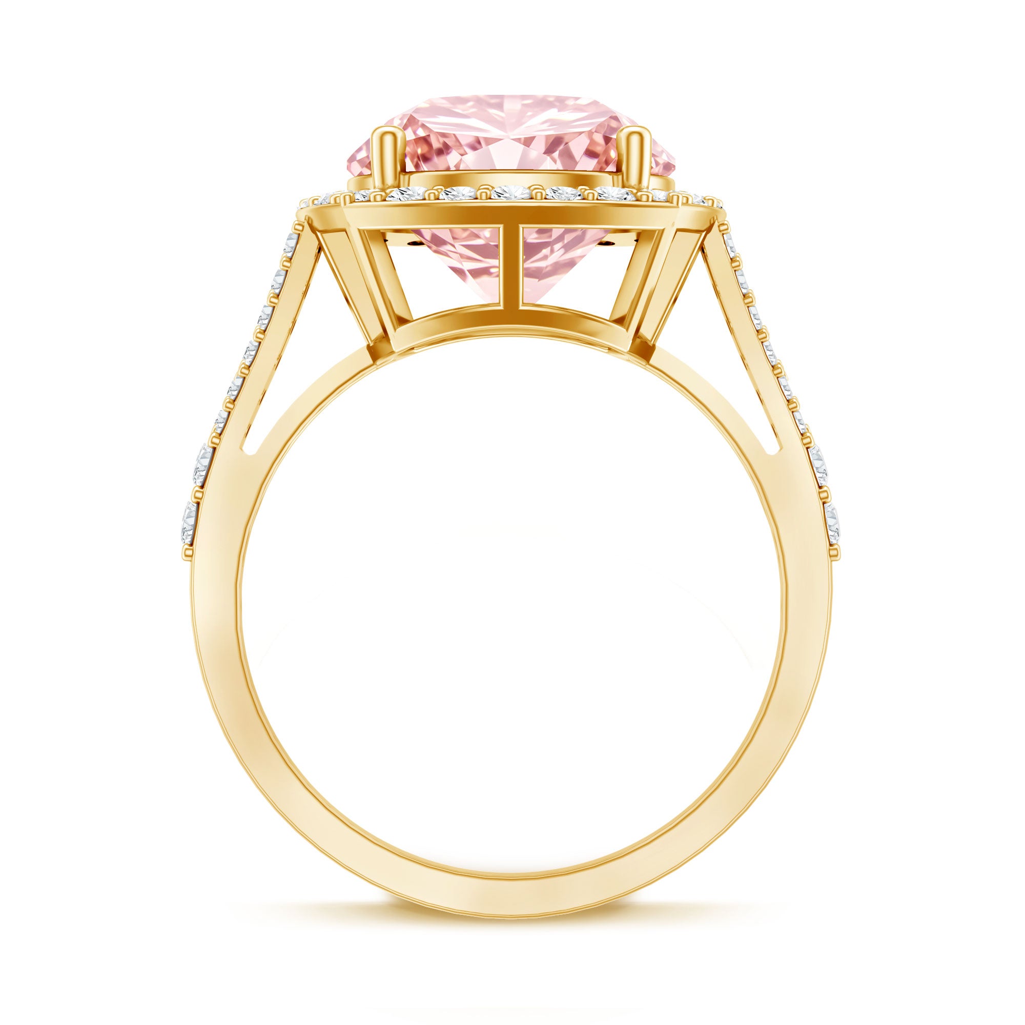 Rosec Jewels-IGI Certified Lab 4 Carat Pink and White Diamond Statement Engagement Ring in Split Shank