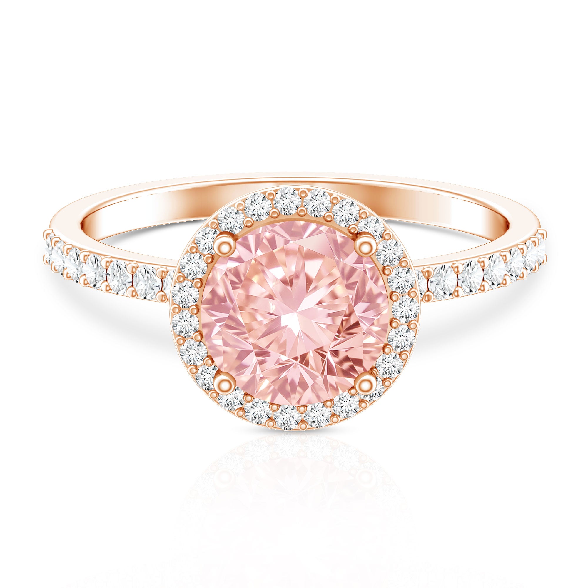 Rosec Jewels-2 Carat Lab Grown Pink Diamond Halo Engagement Ring with IGI Certificate