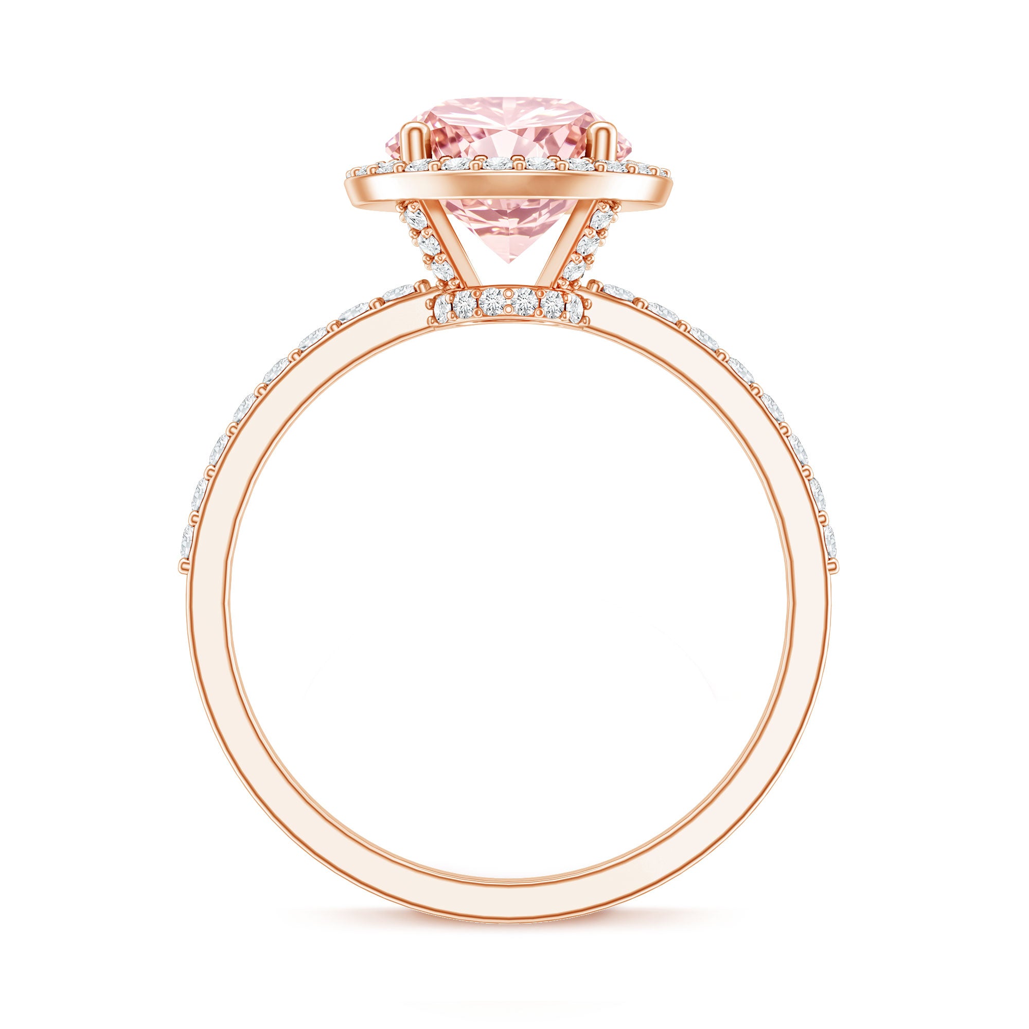 Rosec Jewels-IGI Certified Lab Created Pink Diamond 3 Carat Engagement Ring with Halo
