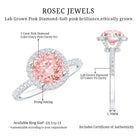 Rosec Jewels-IGI Certified Lab Created Pink Diamond 3 Carat Engagement Ring with Halo
