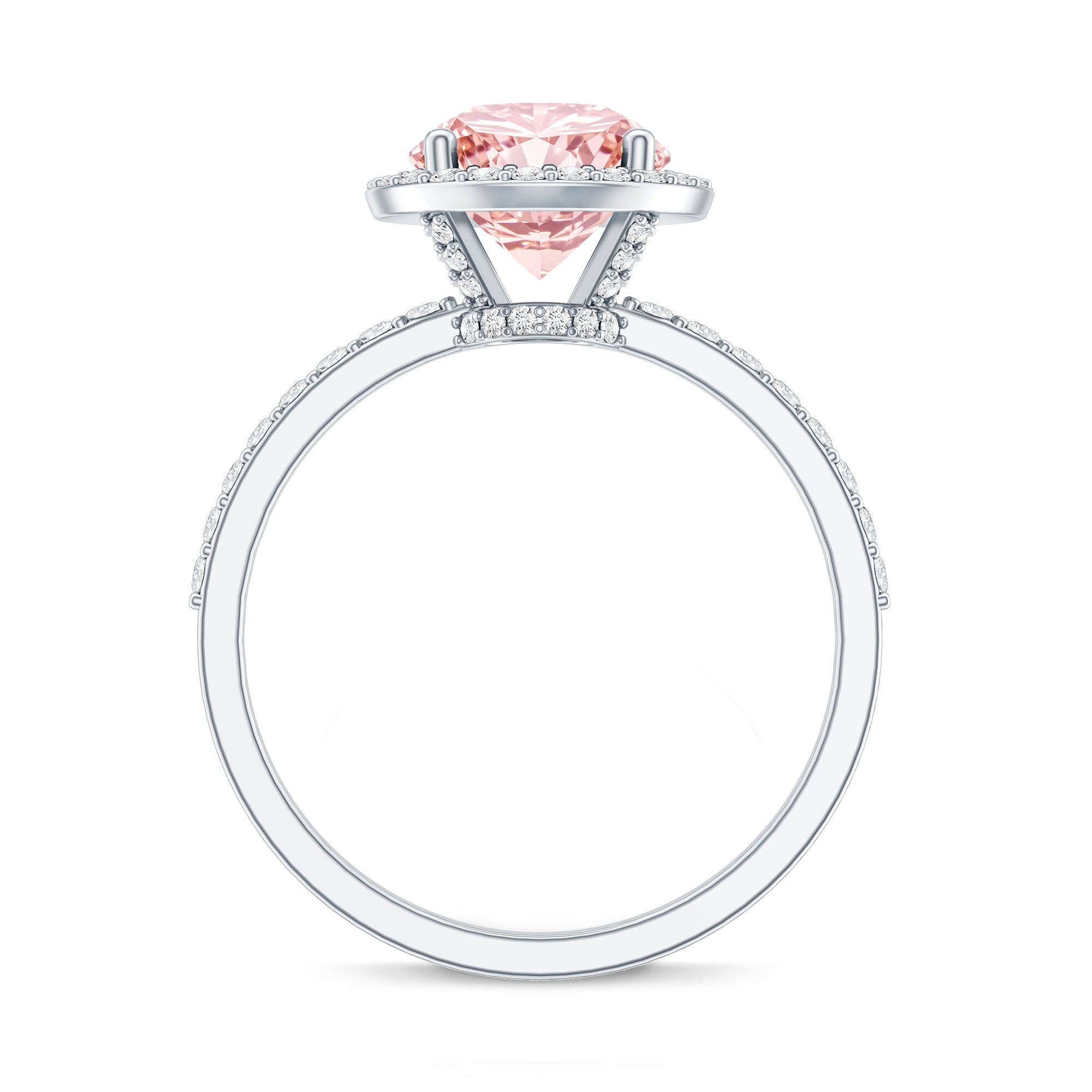 Rosec Jewels-IGI Certified Lab Created Pink Diamond 3 Carat Engagement Ring with Halo