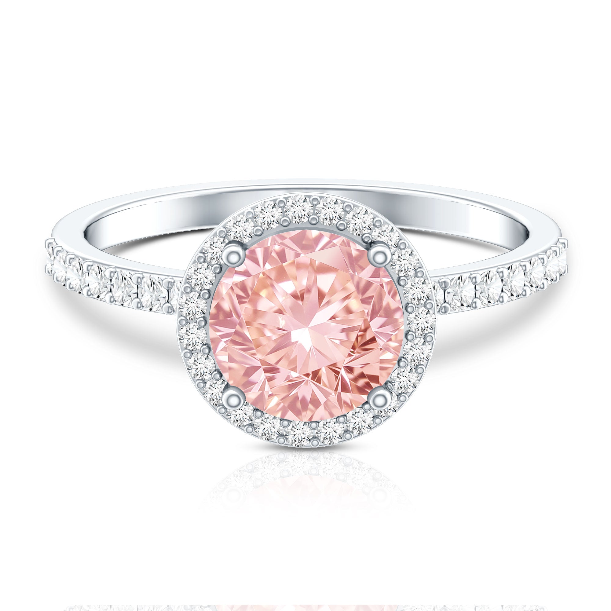 Rosec Jewels-IGI Certified Lab Created Pink Diamond 3 Carat Engagement Ring with Halo