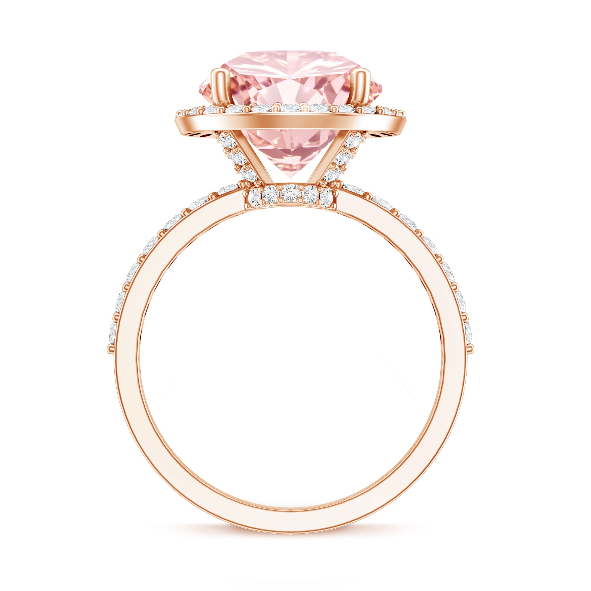 Rosec Jewels-IGI Certified 4 Carat Round Lab Grown Pink Diamond Circle Engagement Ring