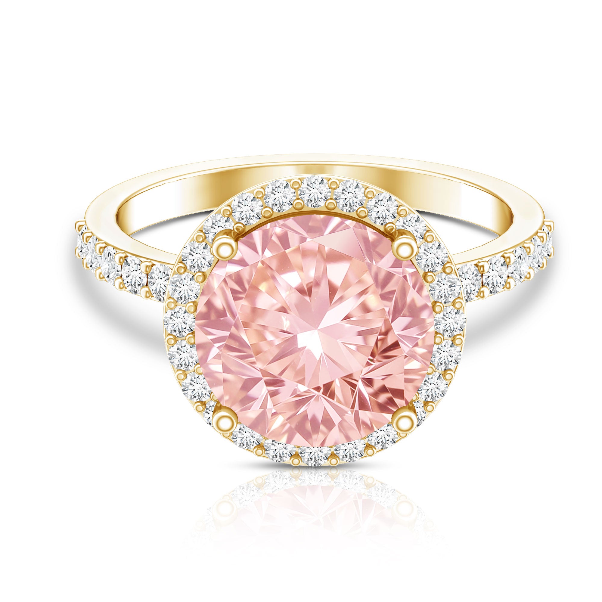 Rosec Jewels-IGI Certified 4 Carat Round Lab Grown Pink Diamond Circle Engagement Ring