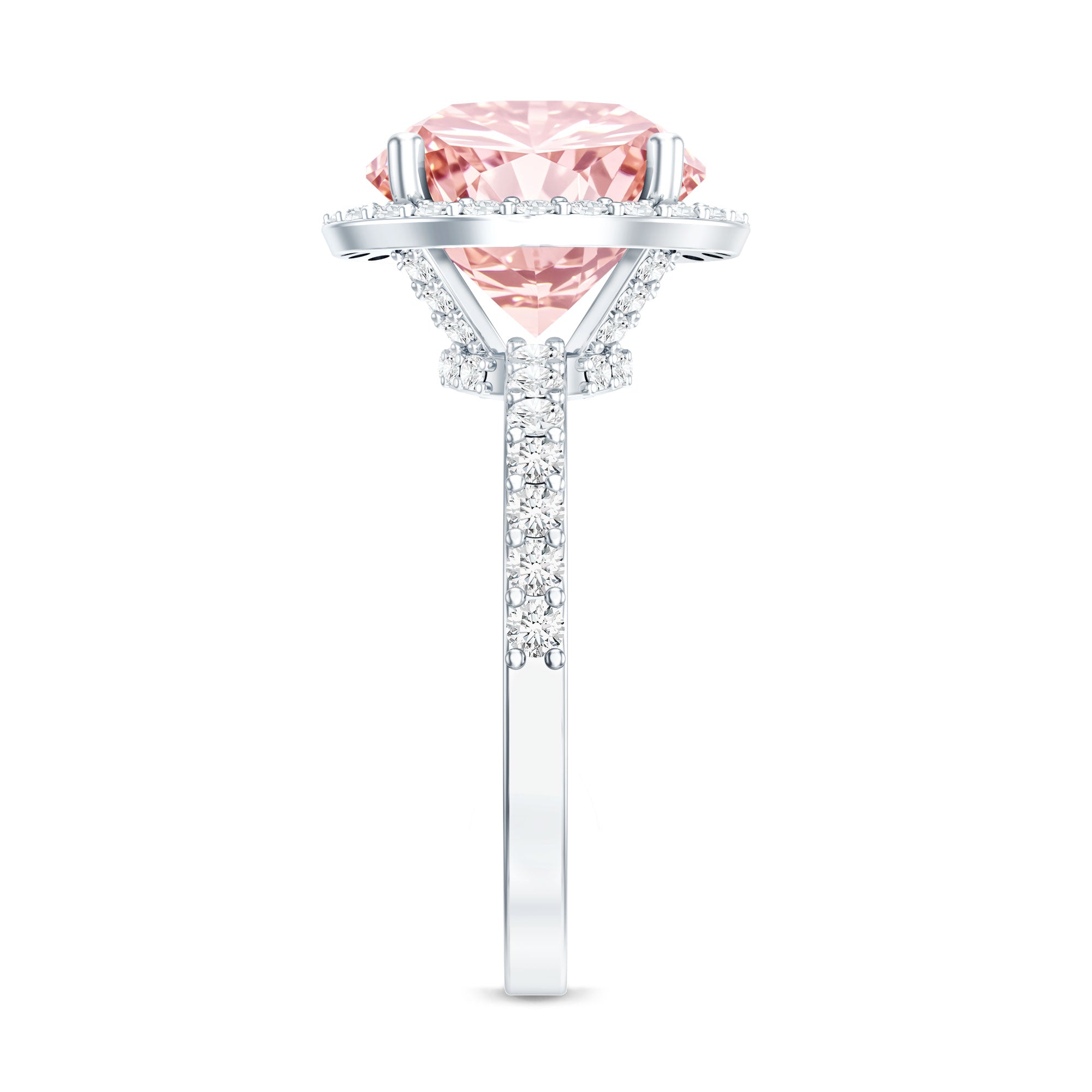 Rosec Jewels-Round 5 Carat Lab Grown Pink Diamond Halo Engagement Ring IGI Certified