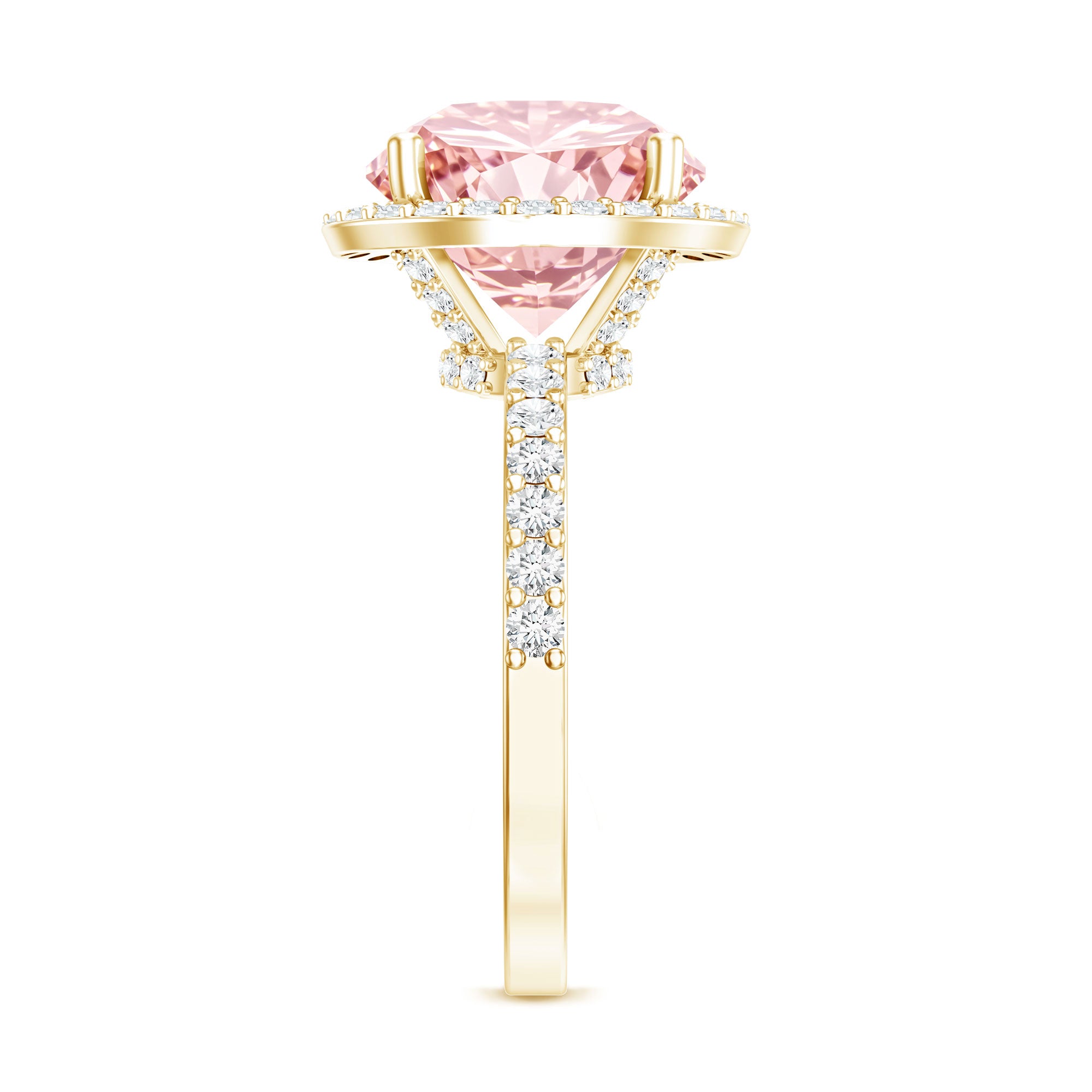 Rosec Jewels-Round 5 Carat Lab Grown Pink Diamond Halo Engagement Ring IGI Certified
