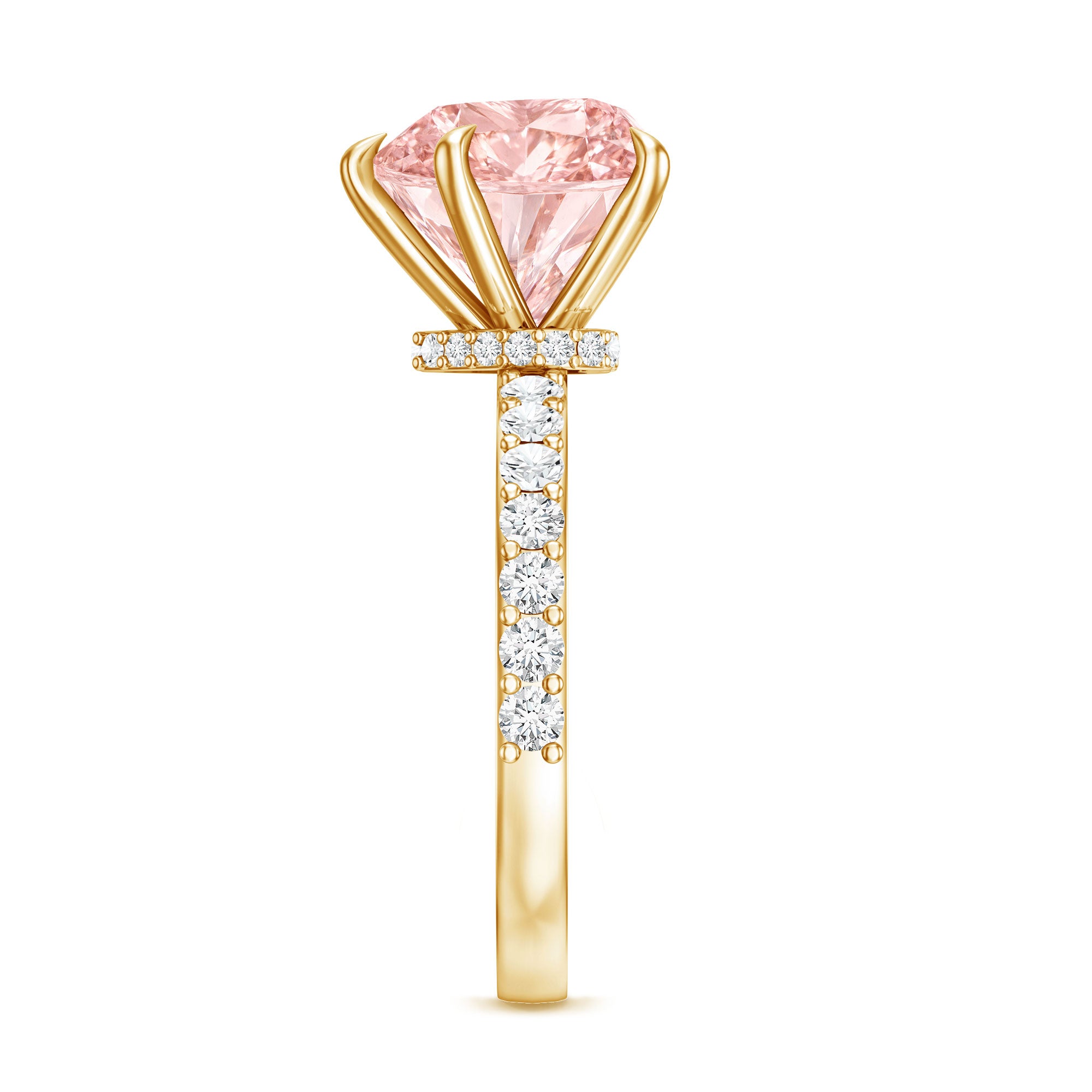IGI Certified 4 Ct Lab Grown Pink Diamond Heart Engagement Ring with Hidden Halo Fancy Pink - VS1 - Rosec Jewels