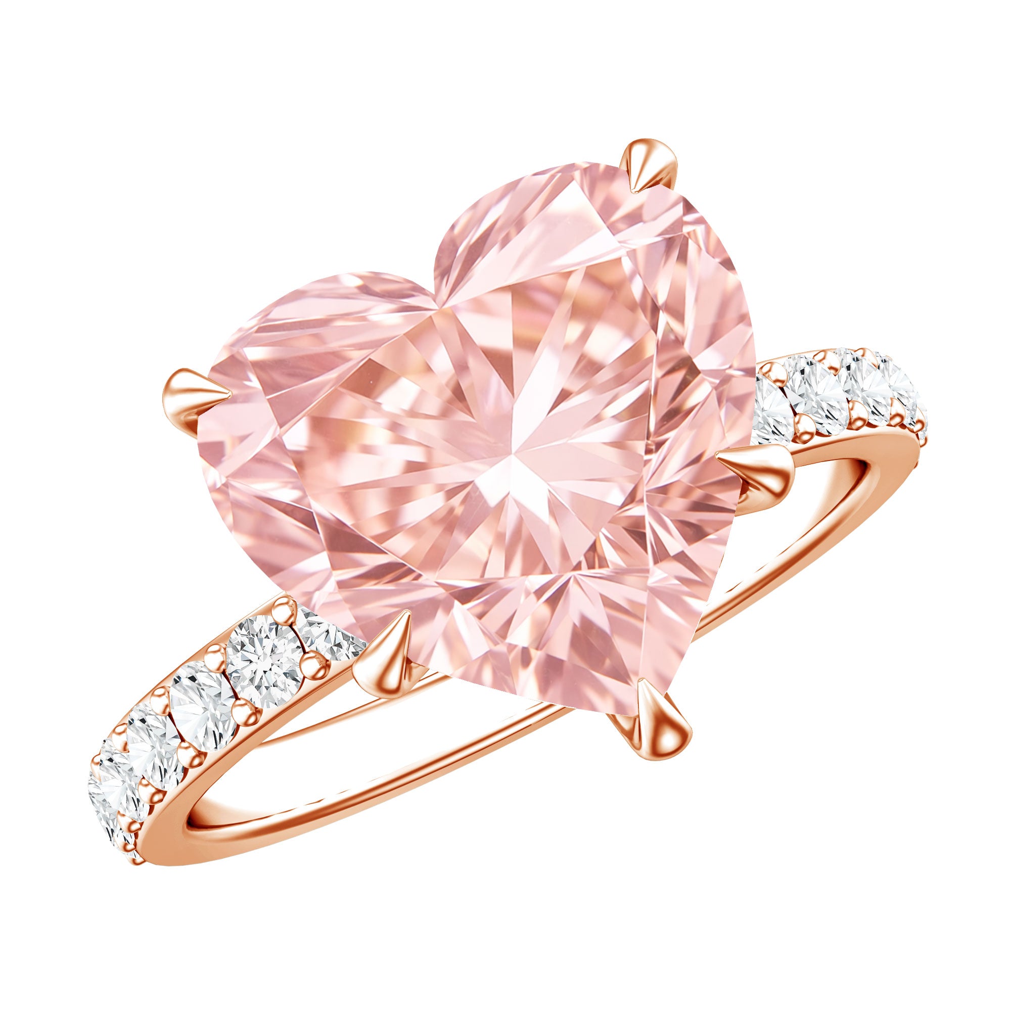 5 Carat Heart Shape Lab Grown Pink Diamond Huge Statement Ring with IGI Certificate Fancy Pink - VS1 - Rosec Jewels