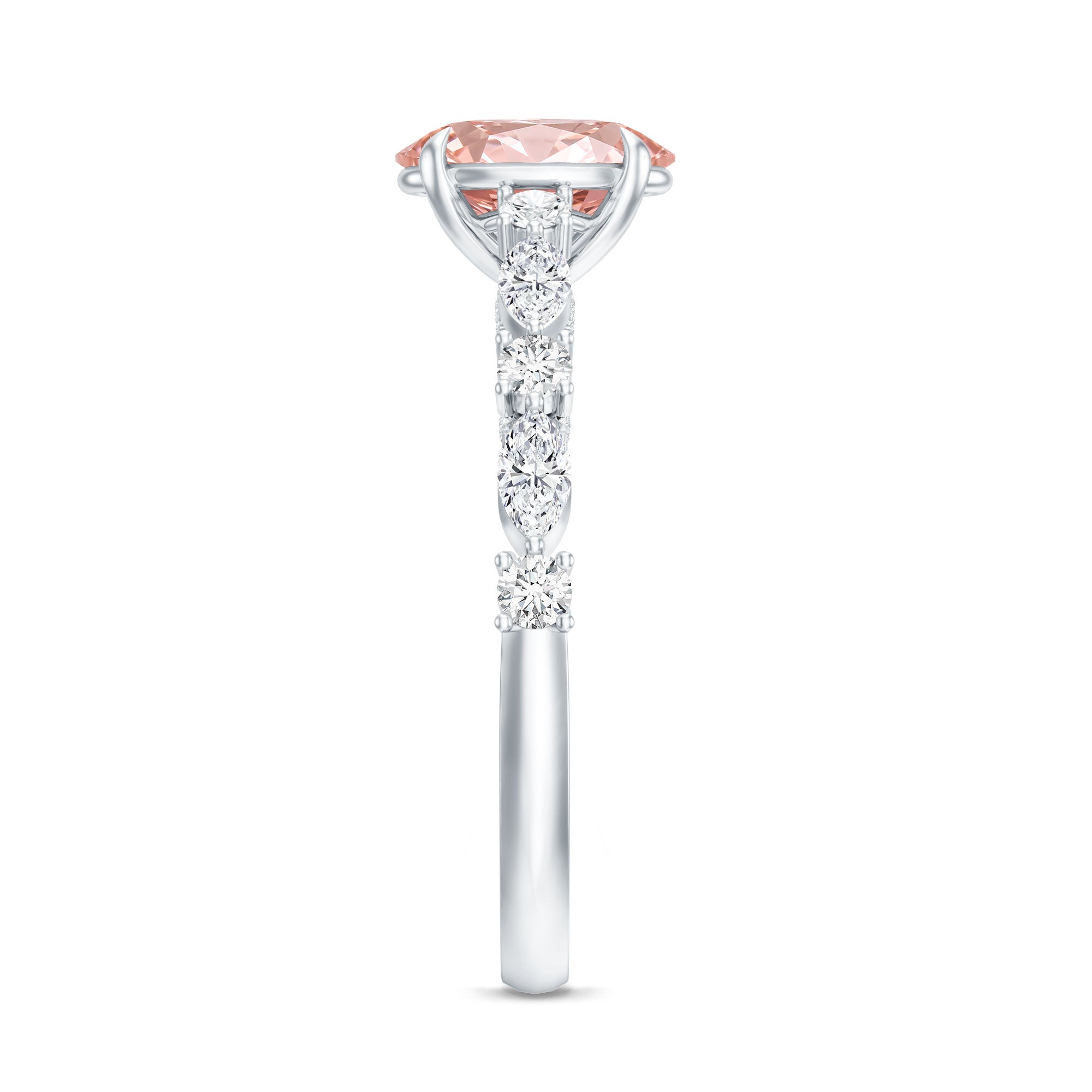 1 Carat Oval Lab Grown Pink Diamond Engagement Ring IGI Certified Fancy Pink - VS1 - Rosec Jewels