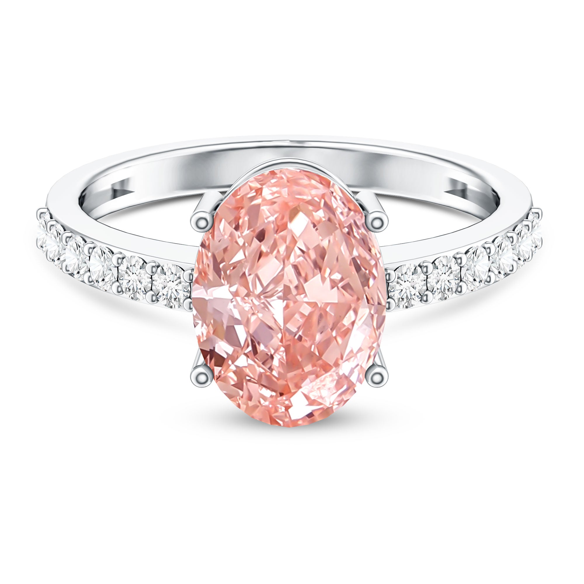 Rosec Jewels-3 Carat Lab Grown Pink Diamond Oval Solitaire Engagement Ring IGI Certified