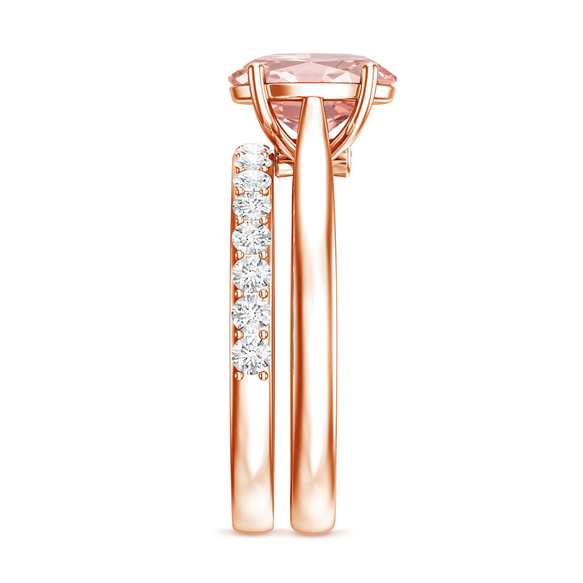 Rosec Jewels-2 Carat Solitaire Lab Grown Pink Diamond Oval Engagement Ring Set with IGI Certificate
