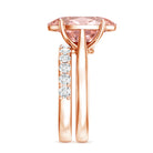 Rosec Jewels-4 Carat IGI Certified Lab Grown Pink Diamond Oval Engagement Ring with Wedding Band