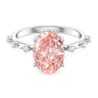 Rosec Jewels-IGI Certified 3 Carat Lab Grown Pink Diamond Oval Engagement Ring with Spaced Accent