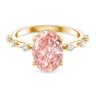 Rosec Jewels-IGI Certified 3 Carat Lab Grown Pink Diamond Oval Engagement Ring with Spaced Accent