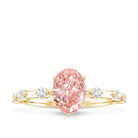 Rosec Jewels-Oval Cut 1 Carat Lab Grown Pink Diamond Solitaire Engagement Ring IGI Certified