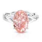 Rosec Jewels-4 Carat IGI Certified Lab Grown Pink Diamond Oval Engagement Ring with Braided Band