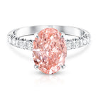 Rosec Jewels-IGI Certified 3 Carat Lab Grown Oval Pink Diamond Engagement Ring with Side Stones