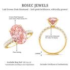 Rosec Jewels-IGI Certified 3 Carat Lab Grown Oval Pink Diamond Engagement Ring with Side Stones
