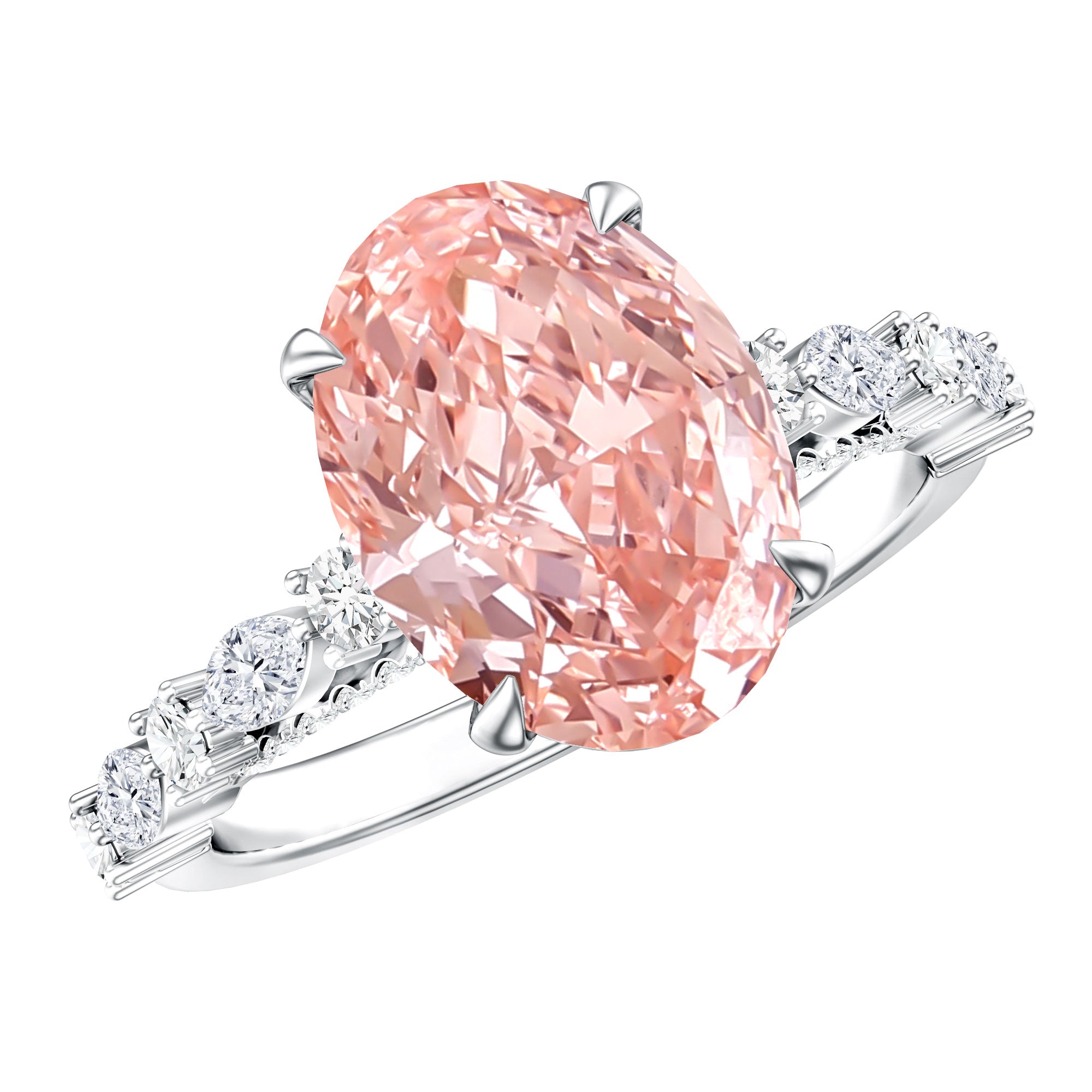 Rosec Jewels-3 Carat Oval Lab Grown Pink Diamond Designer Engagement Ring IGI Certified