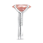 4 Carat Elongated Oval Shape Lab Pink Diamond Solitaire Bridal Ring Set IGI Certified Fancy Pink - VS1 - Rosec Jewels