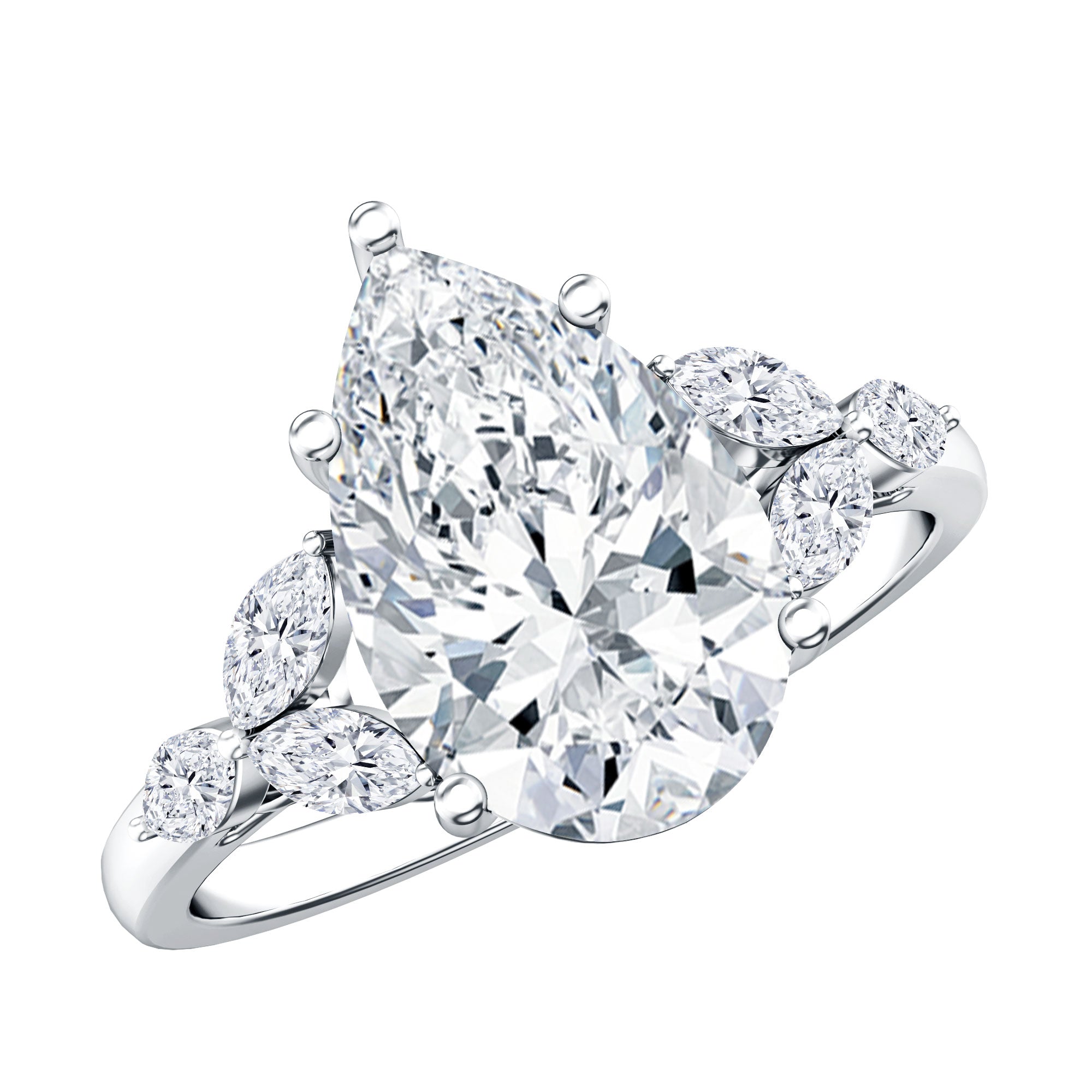 Rosec Jewels-3 Carat Lab Grown Pear Shaped Diamond Engagement Ring with IGI Certificate