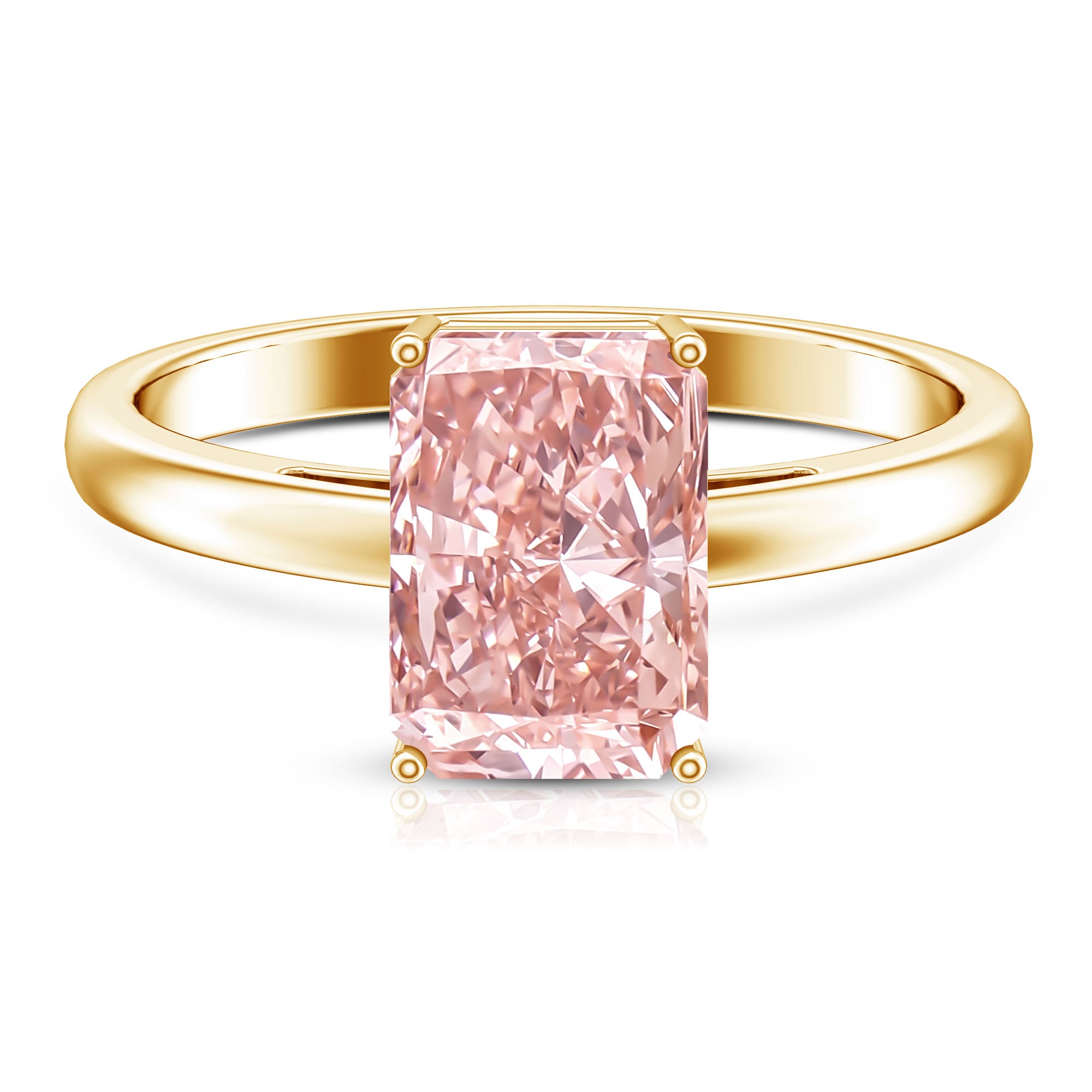 Rosec Jewels-Solitaire 3 Carat Lab Grown Pink Diamond Radiant Cut Engagement Ring IGI Certified