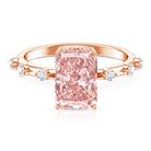 Rosec Jewels-IGI Certified 3 Carat Lab Pink Diamond Radiant Cut Engagement Ring with Spaced Accent
